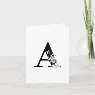 Monogramme floral A sur carte blanche