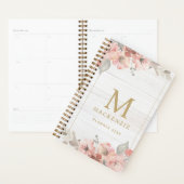 Monogramme Floral Aquarelle Rose Bois Rustique (Devant avec enveloppe)