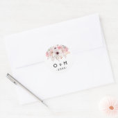 Monogramme Floral Blanc Mariage Favoriser Sticker  (Enveloppe)