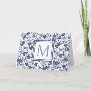 Monogramme floral bleu et gris