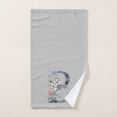 Monogramme Floral Bleu Initiale B Serviette Gris (Serviette à main)
