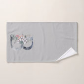 Monogramme Floral Bleu Initiale B Serviette Gris (Serviette à main)