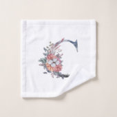 Monogramme floral bleu personnalisé C (Gant de toilette)