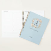 Monogramme floral Boho personnalisé bleu (Devant avec enveloppe)