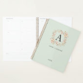 Monogramme floral Boho personnalisé vert (Devant avec enveloppe)
