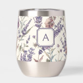 Monogramme floral botanique boho lavande à fleurs (Arrière)