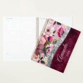 monogramme floral Burgundy rose argent faux partie (Devant avec enveloppe)