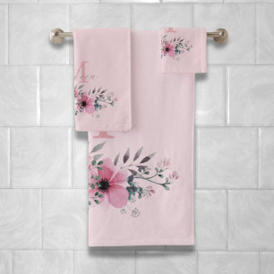 monogramme floral chic couleur rose pâle