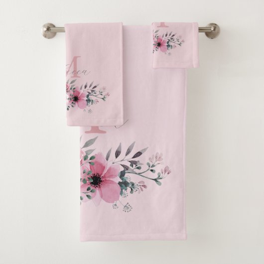 monogramme floral chic couleur rose pâle (En situation)