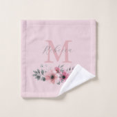 monogramme floral chic couleur rose pâle (Gant de toilette)