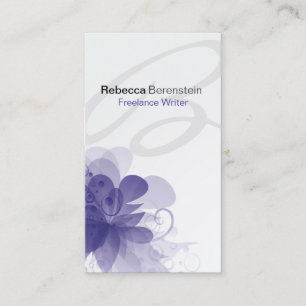 Monogramme floral clair Carte de visite violet