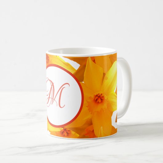 Monogramme floral classique Mug (Devant droit)