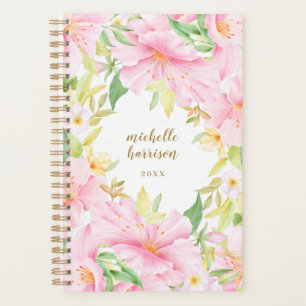 Monogramme floral coloré Aquarelle Botanique rose