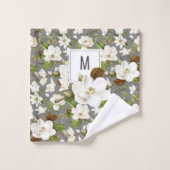 Monogramme floral de Magnolia (Gant de toilette)