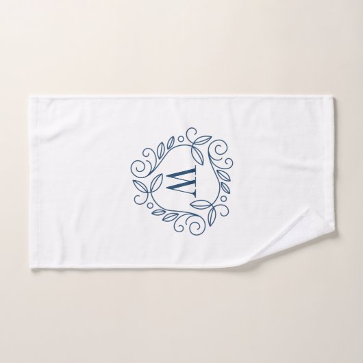Monogramme floral de marine élégante (Serviette à main)