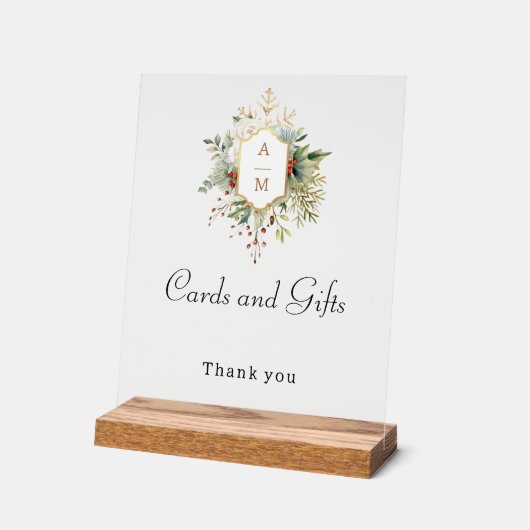 Monogramme floral de Noël tout simplement élégant (Angle)