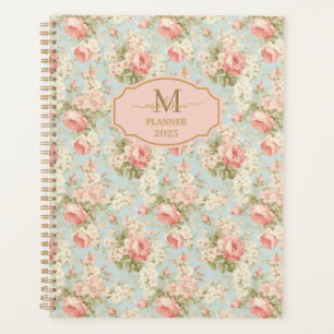 Monogramme floral de roses roses vintage shabby ch