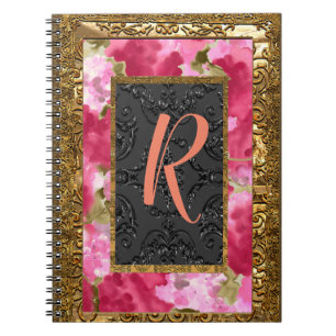 Monogramme floral de style de vieux livre de