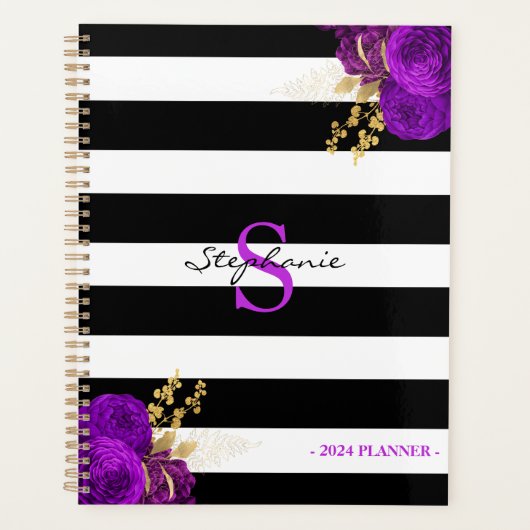 Monogramme Floral d'or violet Grandes noires 2024 (Devant)