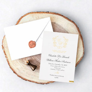 Monogramme floral doré Invitations de mariage