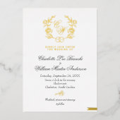 Monogramme floral doré Invitations de mariage (Recto)