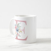Monogramme floral E Mug (Devant gauche)