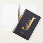 Monogramme floral élégant bleu or personnalisé J<br><div class="desc">Personnalisé Gold Blue Elegant Floral Monogram J Planner *Pour cette conception, chaque lettre a sa propre liste mais vous customisez votre nom en cliquant sur "personnaliser ce modèle". Je travaille à ajouter d'autres lettres ; si la vôtre n'est pas encore listée, s'il vous plaît, envoyez-moi un message et je peux...</div>