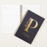 Monogramme floral élégant bleu or personnalisé P<br><div class="desc">Personnalisé Gold Blue Elegant Floral Monogram P Planner *Pour cette conception, chaque lettre a sa propre liste mais vous customisez votre nom en cliquant sur "personnaliser ce modèle". Je travaille à ajouter d'autres lettres ; si la vôtre n'est pas encore listée, s'il vous plaît, envoyez-moi un message et je peux...</div>