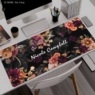 Monogramme floral élégant fuchsia orange