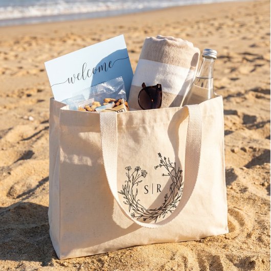 Monogramme Floral Élégant Sacs de Bienvenue pour M