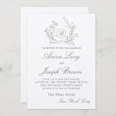 Monogramme floral Faire-part de mariage juif (Devant / Derrière)