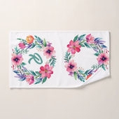 Monogramme floral féminin serviette (Serviette à main)