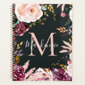 Monogramme floral Fille Gras Pink Burgundy Gold Fo (Devant)