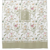 Monogramme floral Fleur sauvage rideau de douche (Devant)