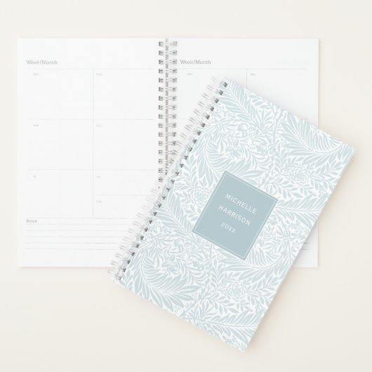 Monogramme Floral Foliage Dusty Bleu Blanc Élégant (Devant avec enveloppe)