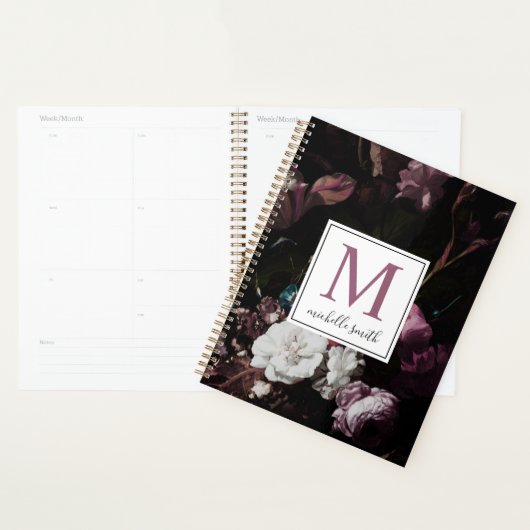 Monogramme floral foncé moderne (Devant avec enveloppe)