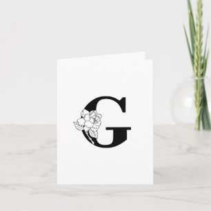 Monogramme Floral G sur carte à billets blancs