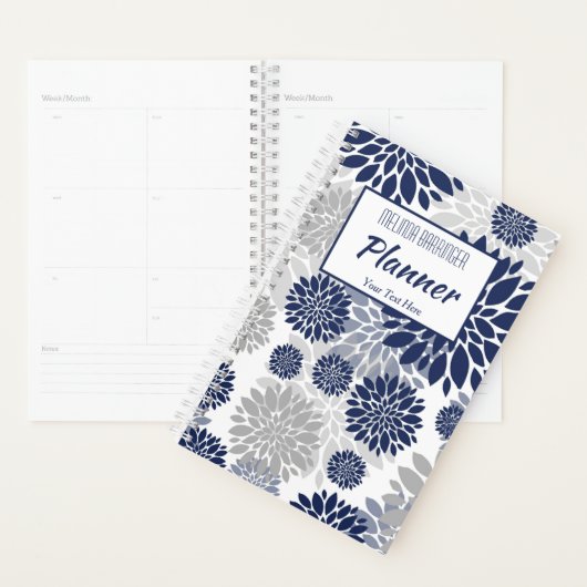 Monogramme floral gris bleu marine (Devant avec enveloppe)