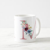 Monogramme floral M Mug (Devant droit)