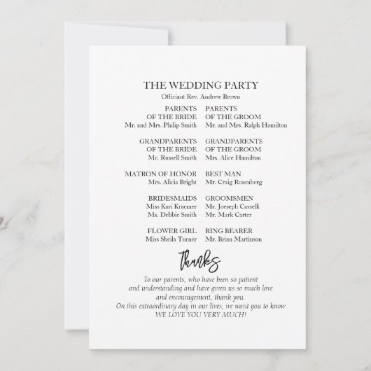 Monogramme Floral Mariage Cérémonie Programme (Dos)