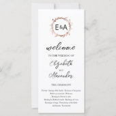 Monogramme Floral Mariage Cérémonie Programme (Devant)