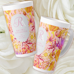 Monogramme floral mystique florissant Mug en latte