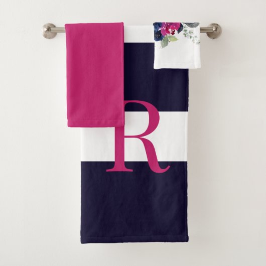 Monogramme floral Navy & Fuchsia  (En situation)