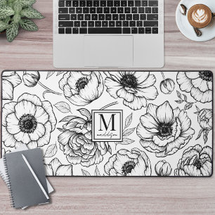 Monogramme floral noir blanc