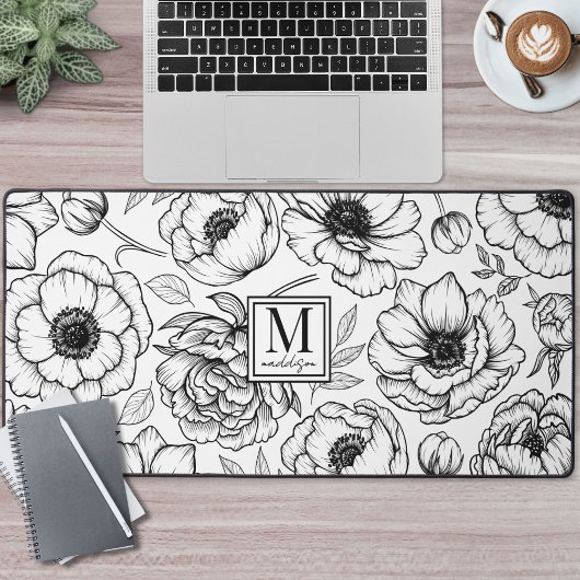 Monogramme floral noir blanc