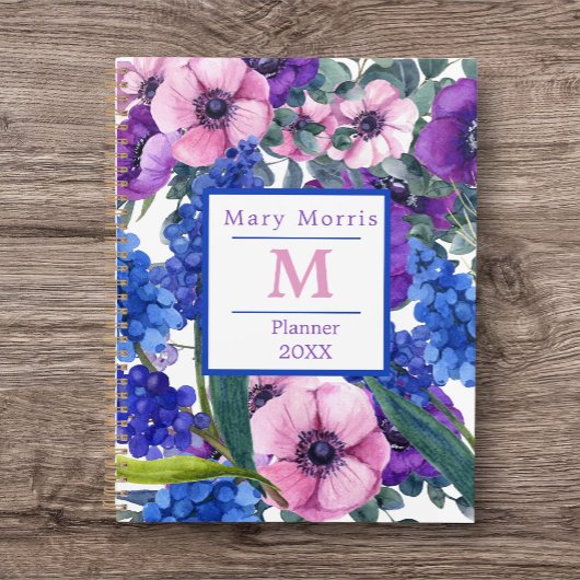 Monogramme Floral Nom et date Journal/