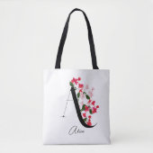 Monogramme Floral Nom Sac fourre-tout Lettre A (Devant)