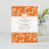 Monogramme floral orange blanc Faire-part de maria (Debout devant)