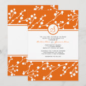 Monogramme floral orange blanc Faire-part de maria (Devant / Derrière)