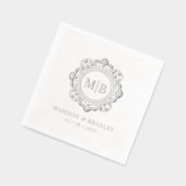 Monogramme Floral Orné Mariage Élégant Argent (Gauche)